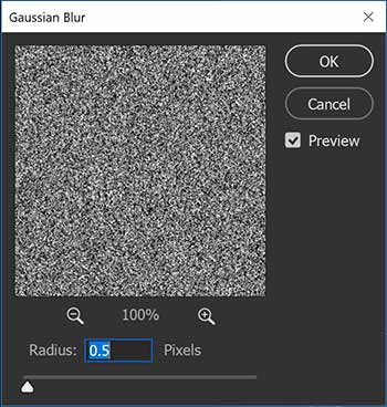 A screenshot of the Gaussian Blur dialog