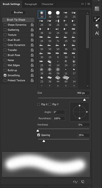 A screenshot of our brush settings