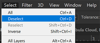 A screenshot showing how to deselect something.