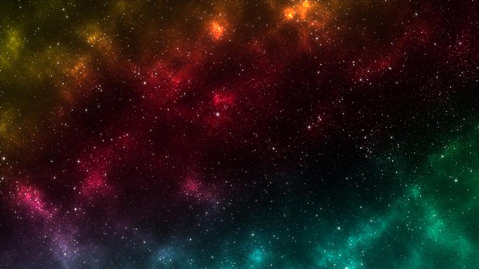 An image of a starfield with colorful nebula gasses.